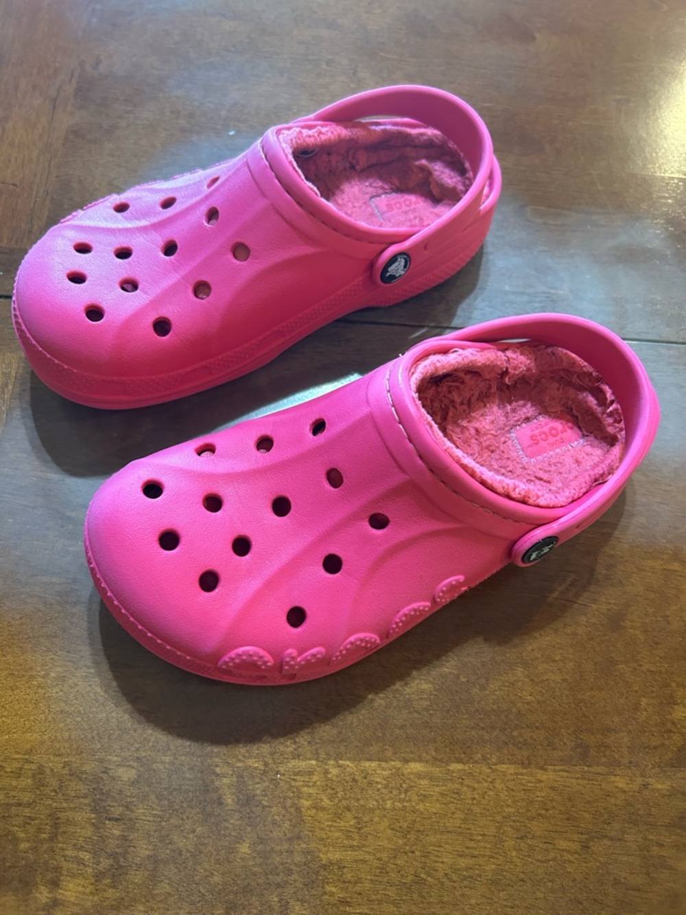 Crocs Shoes Size Youth J 3 Classic Lined Clogs Pink faux fur